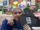 Derrick Bradshaw Jr and turkey disguised as Darth Vadar